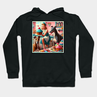 Greyhounds and Retro Bakery Pin Up Girl and Cupcakes Hoodie